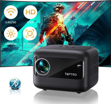 Load image into Gallery viewer, 【Electric-Focus】Mini Projector, TOPTRO TR25 Outdoor Projector with WiFi and Bluetooth 5.2, 12000 Lumens 1080P Full HD Supported ,±40° Keystone Correction, Portable Projector for iOS/Android/PS5
