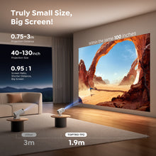 Load image into Gallery viewer, 【Built-in Apps | Short Throw】TP2 Mini-Projector with WiFi6 and Two-Way Bluetooth5.4, 4K 1080P Support Portable Projector, Auto Keystone 270° Rotation Outdoor Movie Projecteur for Phone/HDMI/TV Stick,White