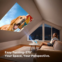 将图片加载到图库查看器,【Built-in Apps | Short Throw】Mini-Projector with WiFi6 and Two-Way Bluetooth5.4, 4K 1080P Support Portable Projector, Auto Keystone 270° Rotation Outdoor Movie Projecteur for Phone/HDMI/TV Stick,White