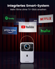 将图片加载到图库查看器,Mini Beamer【Eingebauter Akku & Andriod TV】 Toptro 1080P Full HD Beamer Heimkino mit Elektrischer Fokus, 300 ANSI 720P Native WiFi Bluetooth, 50% Zoom Klein Projektor Outdoor für Android/iOS/USB