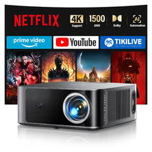 Load image into Gallery viewer, X9 Smart-Projector with WiFi 6 and 2-Way Bluetooth, Auto Focus & Keystone, TOPTRO X9 4K Supported Outdoor Movie Projector, Gray
