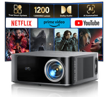 将图片加载到图库查看器，Smart Projector with WiFi 6 and 2-Way Bluetooth, Auto Focus &amp; Keystone, TOPTRO X9 Native 1080P Outdoor Movie Projector, Gray
