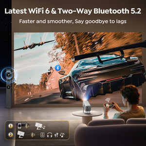 Netflix-Licensed/Dolby Audio 丨Smart Projector 4K with WiFi and 2-Way Bluetooth, Keystone & Electric Focus, Mini Short Throw Projecteur Portatif, TOPTRO TP1 Portable Proyector for Outdoor Home Movie