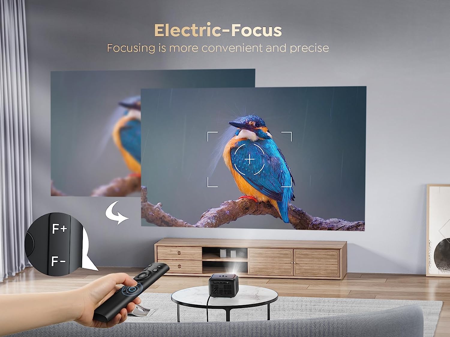 Electric-Focus】Mini Projector, TOPTRO TR25 Outdoor Projector with