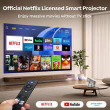 将图片加载到图库查看器，Netflix-Licensed/Dolby Audio 丨Smart Projector 4K with WiFi and 2-Way Bluetooth, Keystone &amp; Electric Focus, Mini Short Throw Projecteur Portatif, TOPTRO TP1 Portable Proyector for Outdoor Home Movie
