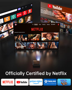 [1000 ANSI/Netflix-License/20W Dolby Audio] Smart Projector with WiFi 6 and 2-Way Bluetooth, Auto Focus & Keystone, TOPTRO A1 4K Supported Outdoor Movie Projector