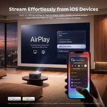 Load image into Gallery viewer, Outdoor-Projector-4K [VIDAA Live TV/40W Dolby] with WiFi6 and Bluetooth Compatible with Netflix, Smart Projector, AI Voice Control &amp; Auto Focus, HDR10, Movie Proyector for Ceiling Home Theater
