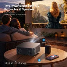 Load image into Gallery viewer, Outdoor-Projector-4K [VIDAA Live TV/40W Dolby] with WiFi6 and Bluetooth Compatible with Netflix, Smart Projector, AI Voice Control &amp; Auto Focus, HDR10, Movie Proyector for Ceiling Home Theater
