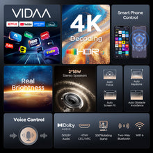 Load image into Gallery viewer, Smart Projector 4K [VIDAA Live TV &amp; 36W Dolby &amp; Voice Control] with WiFi6 and Bluetooth, Short Throw Projector Compatible with Netflix, AI Auto Focus, HDR10, Home Theater Proyector for Outdoor Movies
