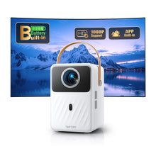 将图片加载到图库查看器，Mini Beamer【Eingebauter Akku &amp; Andriod TV】 Toptro 1080P Full HD Beamer Heimkino mit Elektrischer Fokus, 300 ANSI 720P Native WiFi Bluetooth, 50% Zoom Klein Projektor Outdoor für Android/iOS/USB
