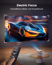 将图片加载到图库查看器，Mini Beamer【Eingebauter Akku &amp; Andriod TV】 Toptro 1080P Full HD Beamer Heimkino mit Elektrischer Fokus, 300 ANSI 720P Native WiFi Bluetooth, 50% Zoom Klein Projektor Outdoor für Android/iOS/USB
