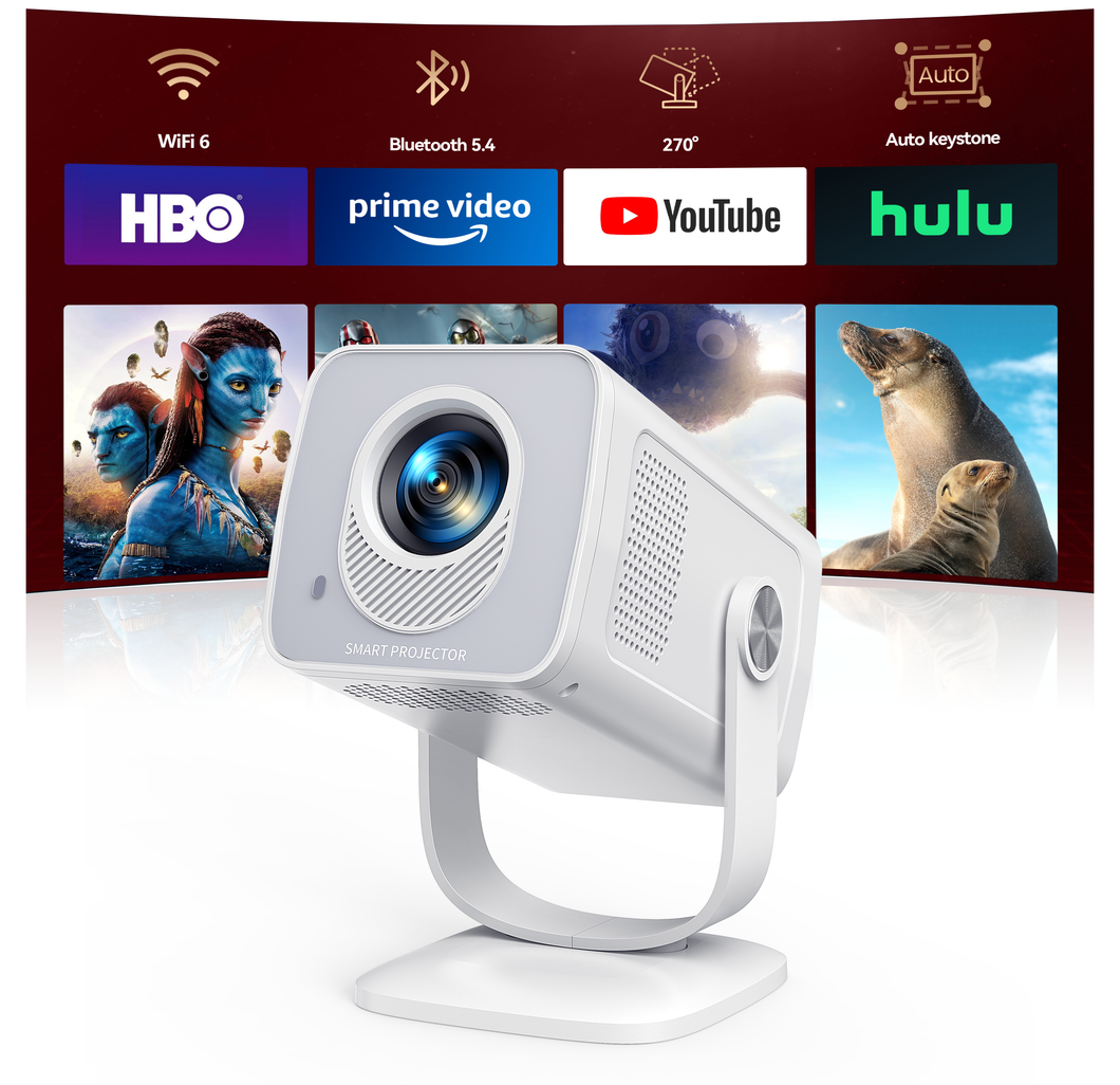 Built-in Apps | Short Throw】TP2 Mini-Projector with WiFi6 and Two