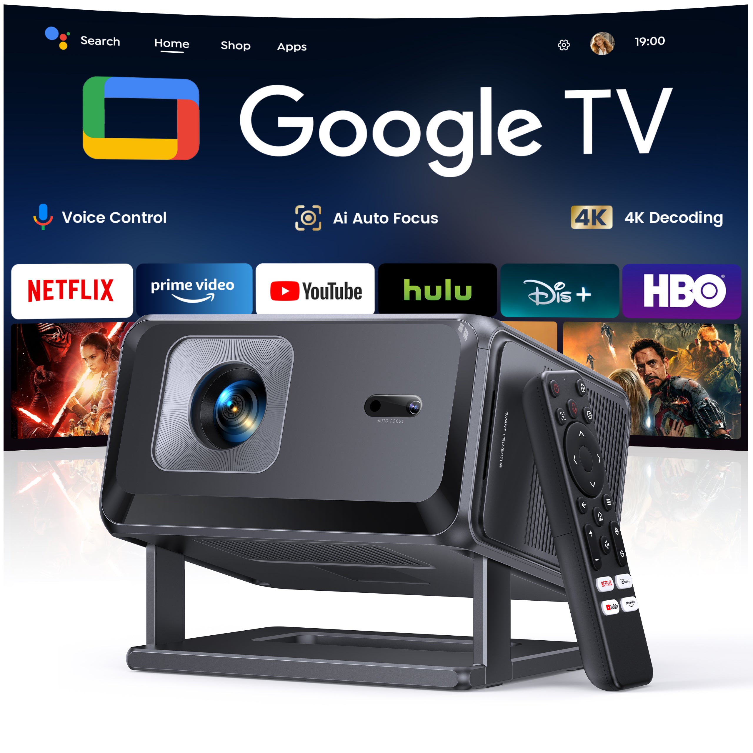 週末セール☆新品☆TOPTRO TP3 プロジェクター Google TV Smart Projector 4K【Google TV Built-in】TP3 – Toptro